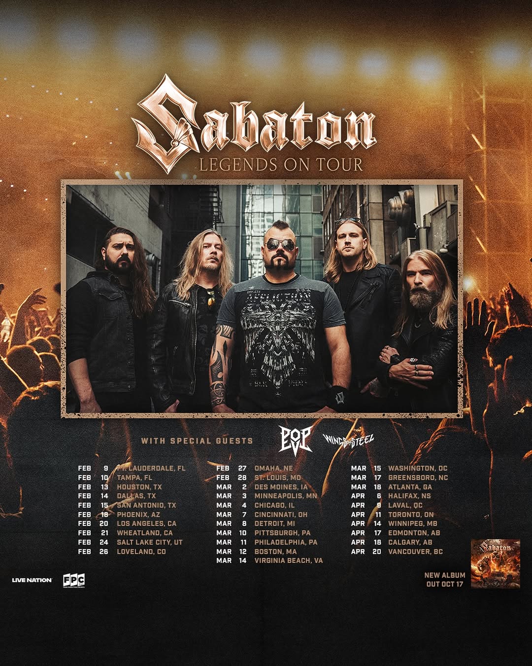 Sabaton Legends Tour Poster 2026